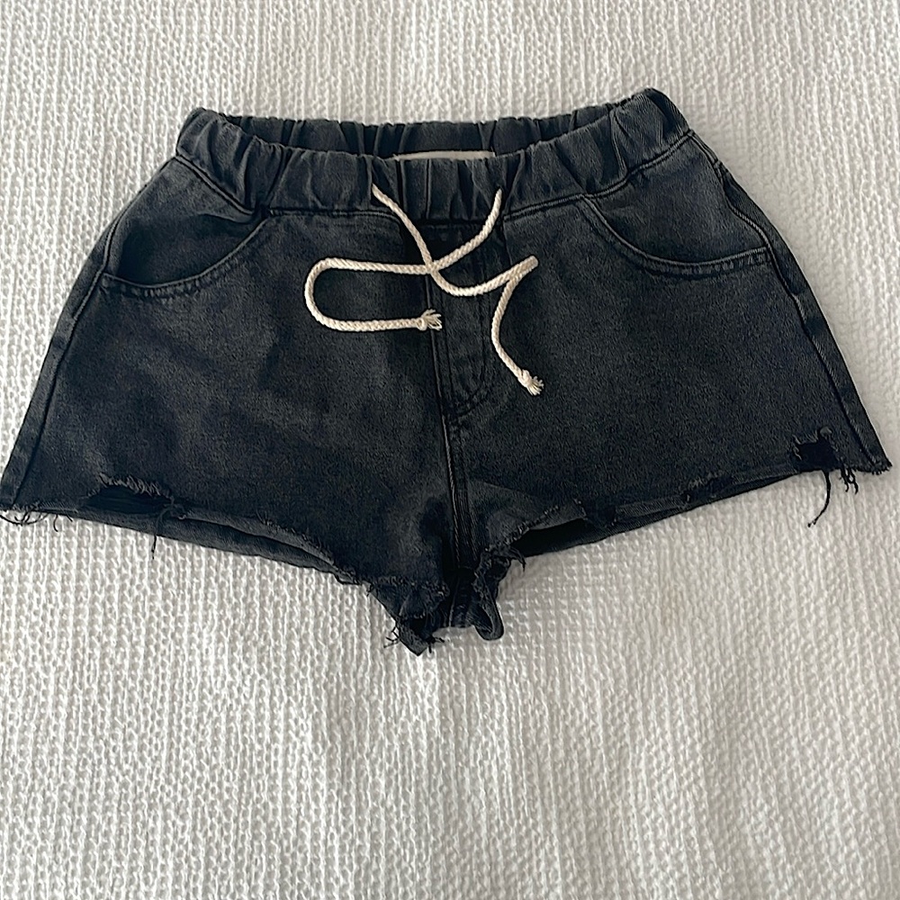 Black cut-off jean shorts